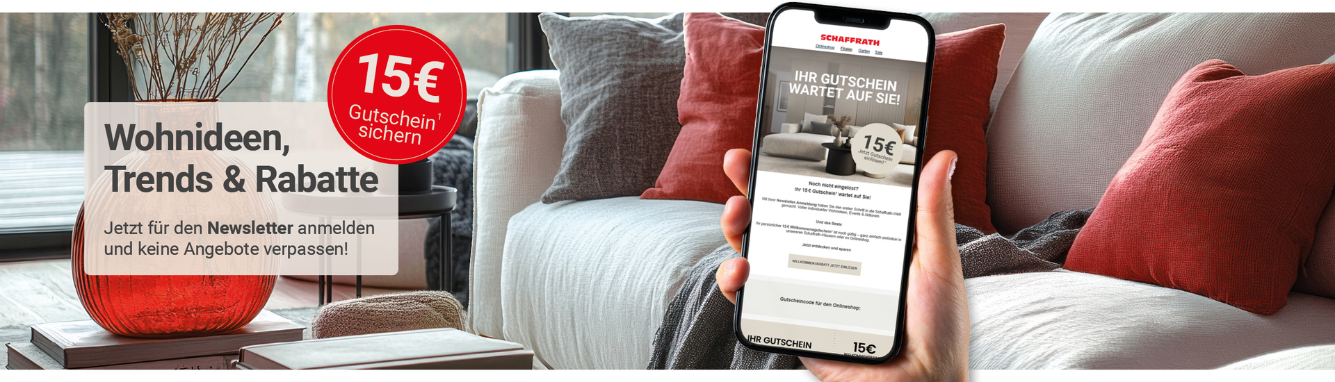 Newsletter Anmeldung 15 € Gutschein