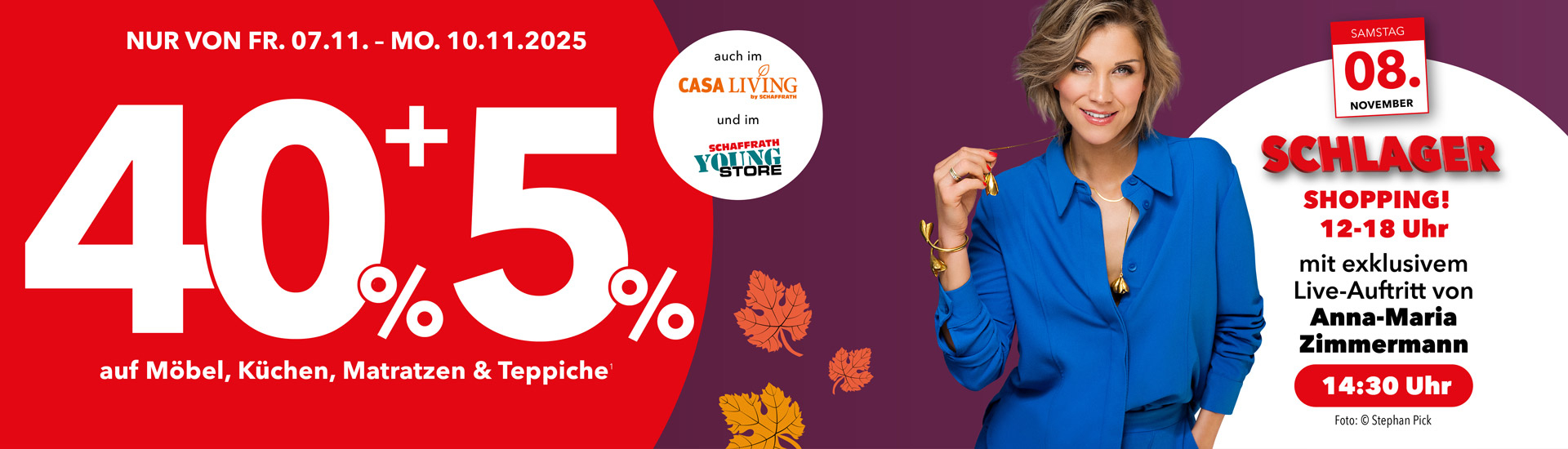 40% + 5% auf Möbel, Matratzen & Teppiche