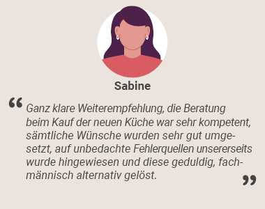 Positive Bewertung einer zufriedenen Kundin namens Sabine