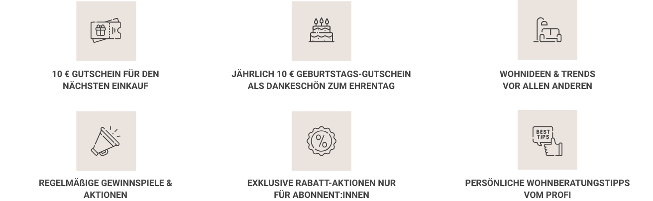 Newsletter Vorteile als Icons dargestellt