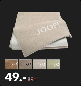 JOOP! Wohndecke in der Farbe Sand-Pergament aus einem hochwertigen Mischgewebe. In verschiedenen Farben erhältlich. Jetzt statt 89 Euro nur noch 49 Euro im Schaffrath Black Sale