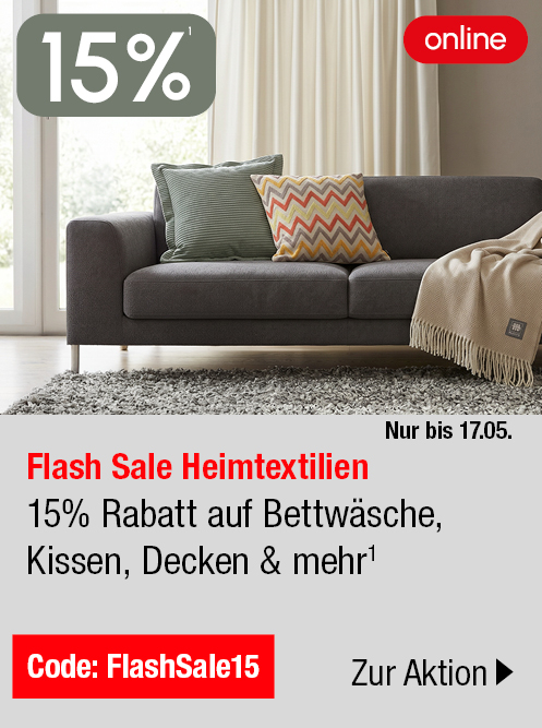 Flash Sale Heimtextilien 15% Rabatt 