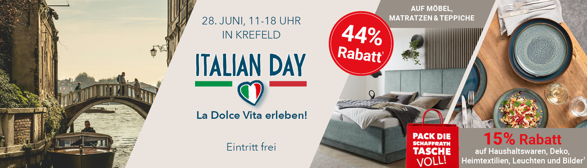 Italian Day Rabatt auf Möbel, Matratzen & Teppiche – nur für kurze Zeit