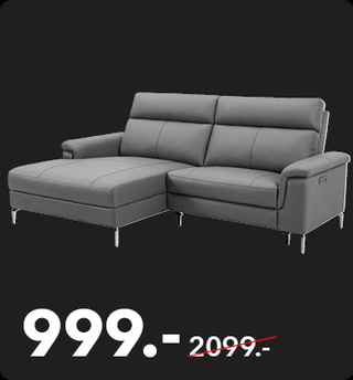 Graue Polstergarnitur aus Stoff mit elektrischer Funktion und USB-Anschluss im modernen Stil. Jetzt statt 2.099 Euro nur noch 999 Euro im Schaffrath Black Sale.