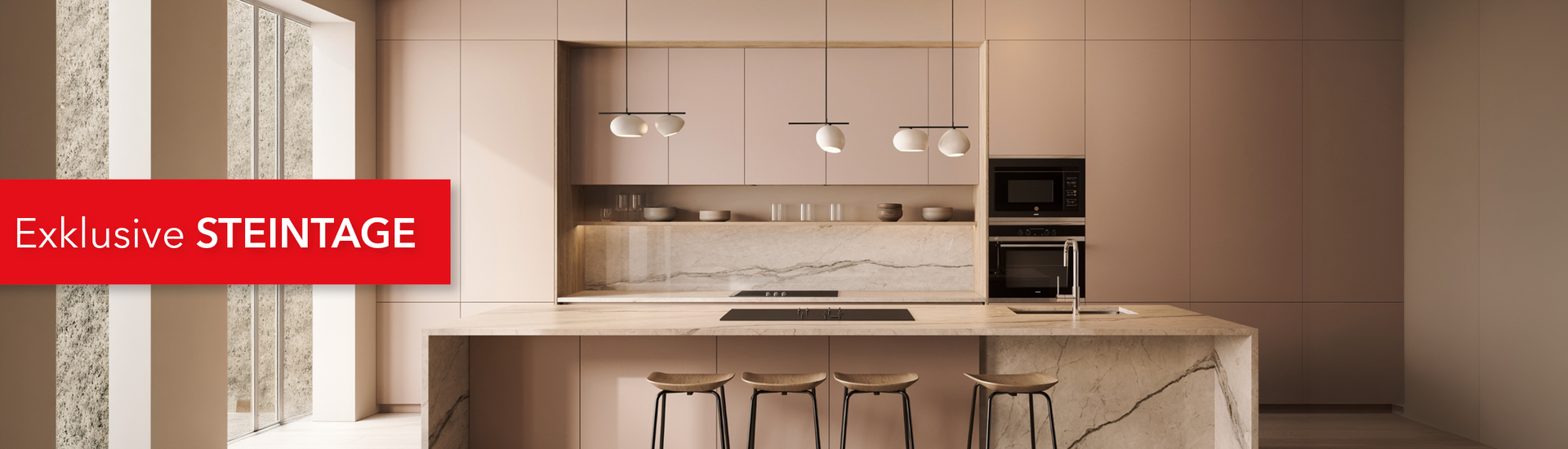 Moderne K&uuml;che mit Naturstein Arbeitsplatte Angebot