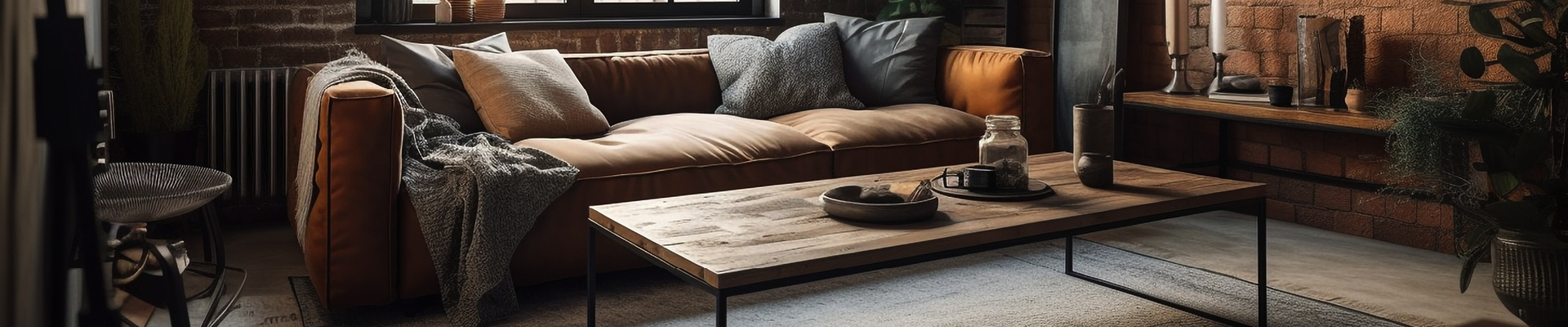 Industrial-Wohnung mit modernen Möbeln und rohen Materialien