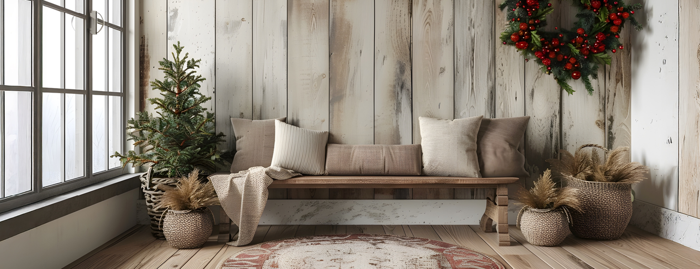 Rustic und Nature Eleganz Weihnachten Wohnzimmer