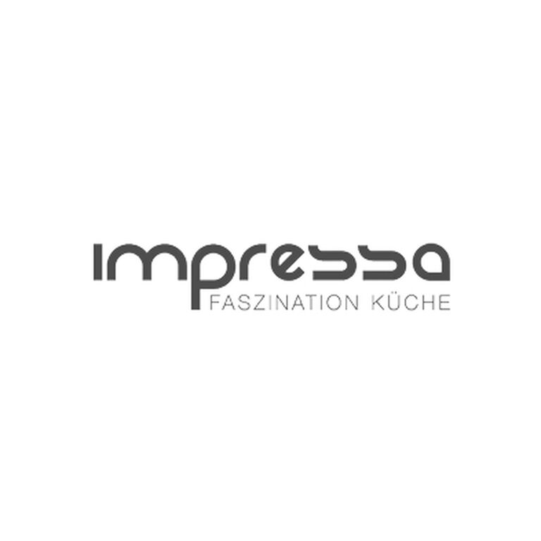 Weißes Bild mit Schriftzug "impresso Faszination Küche"