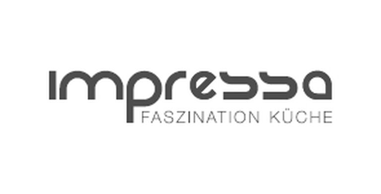 Weißes Bild mit Schriftzug "impresso Faszination Küche"