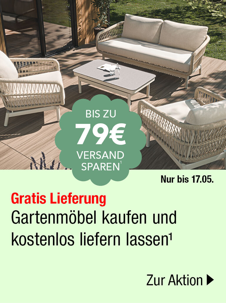 Gratis Versand f&uuml;r Gartenm&ouml;bel, Bis zu 79&euro; sparen