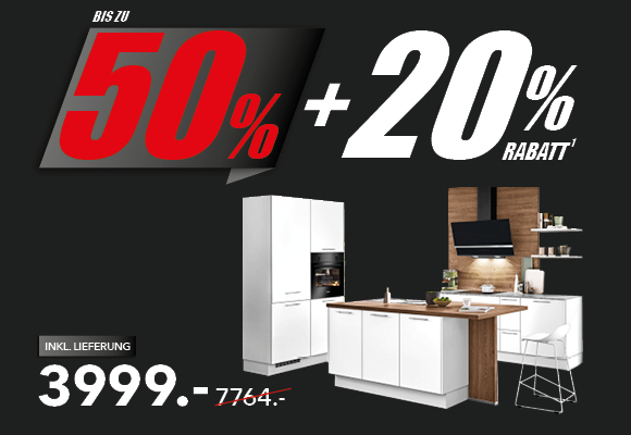 50+20% Rabatt auf freigeplante Küchen im Schaffrath Black Sale