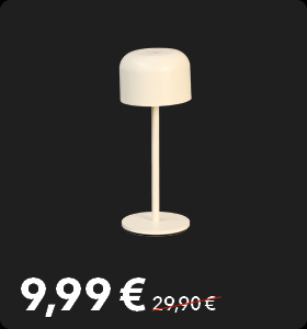 LED-Akku-Tischleuchte in einem warmen Beige und elegantem Design mit einer Höhe von 22 cm und einem Durchmesser von 8,7 cm. Jetzt statt 29,90Euro Euro nur noch 9,99 Euro im Schaffrath Black Sale.