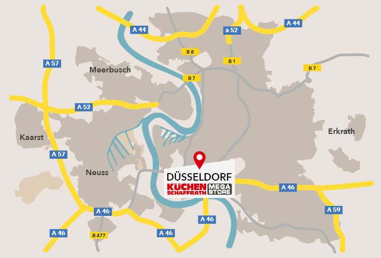 Wegbeschreibung zum Mega Store in Düsseldorf