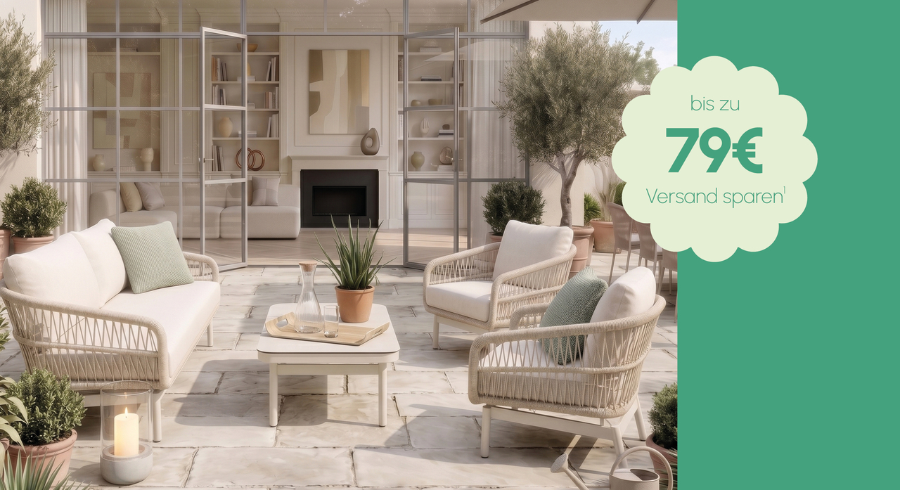 10% Rabatt auf Gartenm&ouml;bel sowie unsere Erg&auml;nzungssortimente&nbsp;Haushalt, Leuchten, Textilien, Wohnaccessoires, Teppiche
