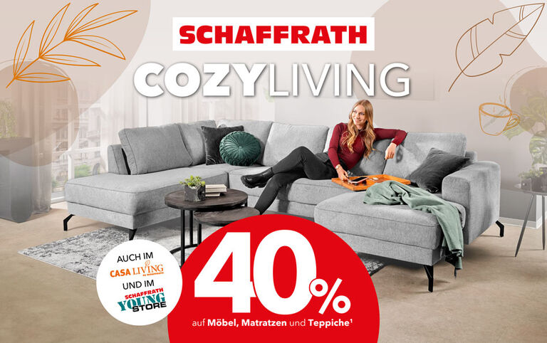 40Prozent Rabatt auf Möbel, Matratzen und Teppiche 