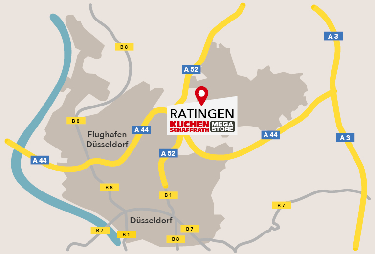 Wegbeschreibung zum Mega Store in Ratingen