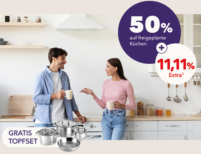 50% Rabatt + 11,11% Rabatt extra auf freigeplante K&uuml;chen