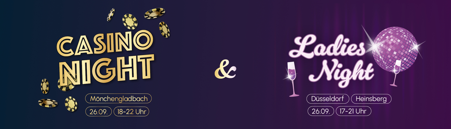 Hero-Banner f&uuml;r den Casino Night und Ladies Night bei Schaffrath