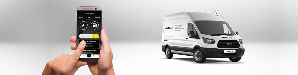 Hertz Miettransporter gemuetlich mit der App freischalten