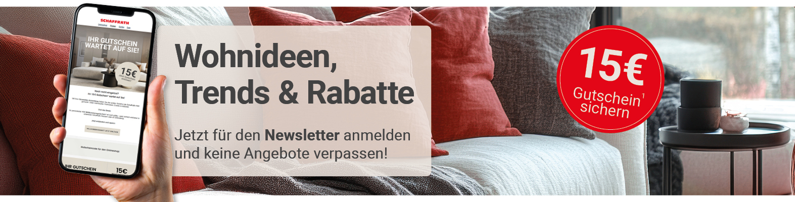 Newsletter Anmeldung 15€ Gutschein