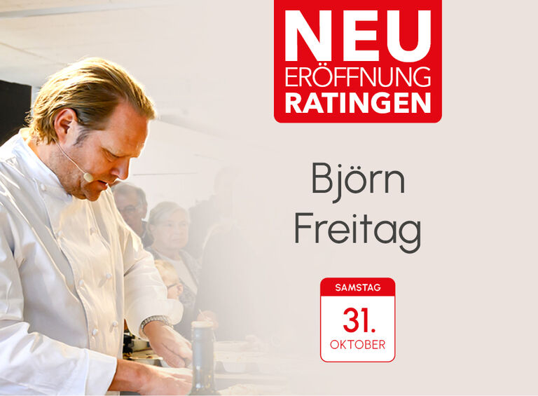 Neuer&ouml;ffnung unseres K&uuml;chenmarktes in Ratingen, Bj&ouml;rn Freitag Showkochen am 31.10.