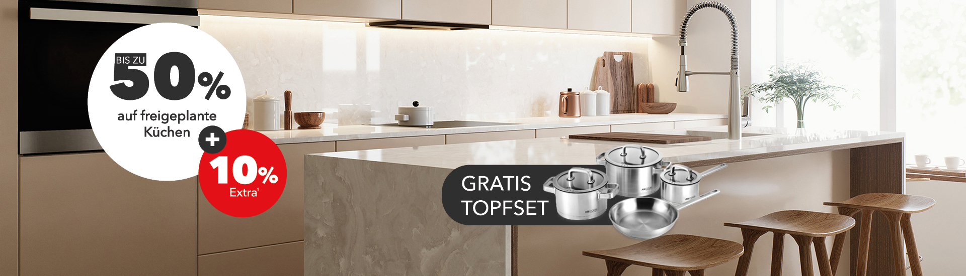 K&uuml;chen zum Jubil&auml;umspreis &ndash; 65 Jahre Schaffrath, bis zu 50 % Rabatt auf individuell geplante K&uuml;chen + 10 % Extra