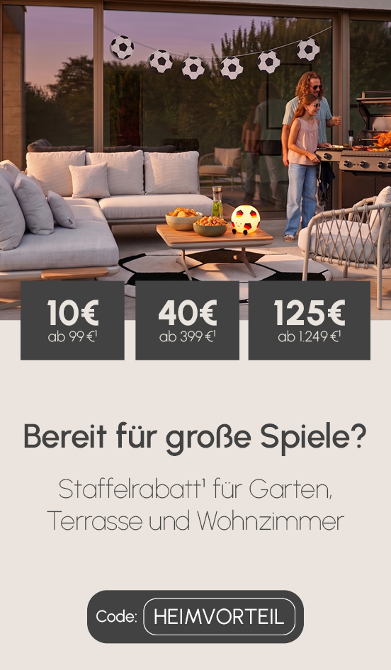 Staffelrabatt beim Kauf von Gartenmöbeln und vielen weiteren Produkten¹