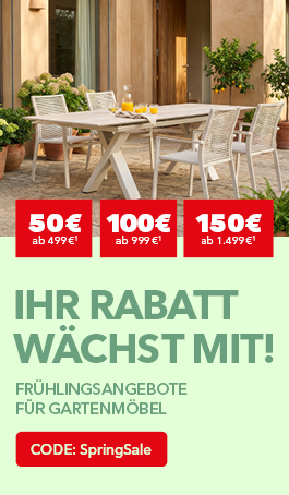 Staffelrabatt bei Schaffrath, Bis zu 150€ beim Kauf von Gartenmöbeln sparen¹