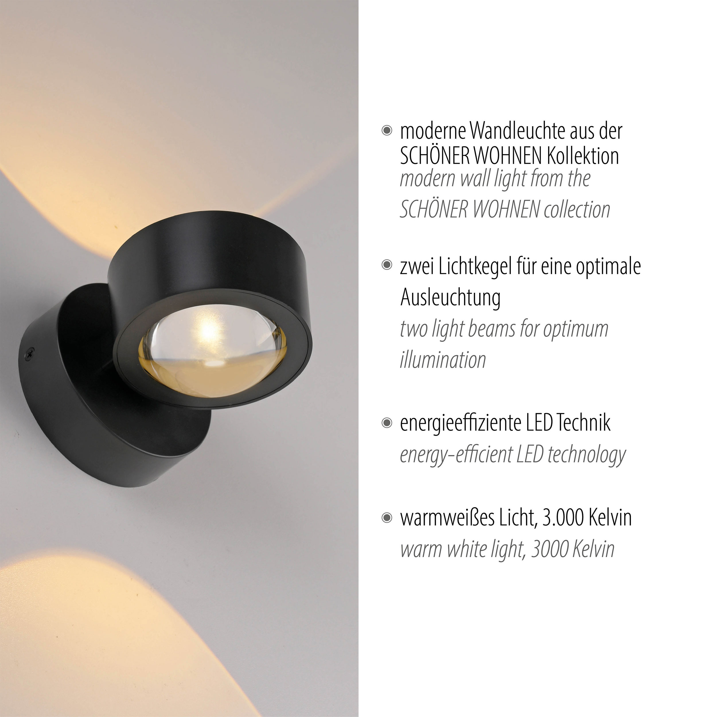 SCH&Ouml;NER WOHNEN LED-Wandleuchte 2flg image number 3