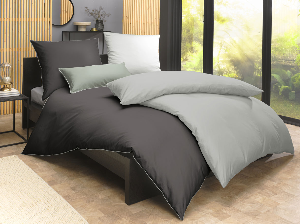 Paras Lifestyle Satin-Kopfkissenbezug grau Baumwolle
