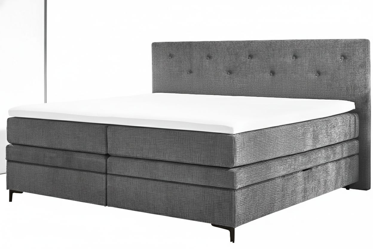 Boxspringbett grau Materialmix