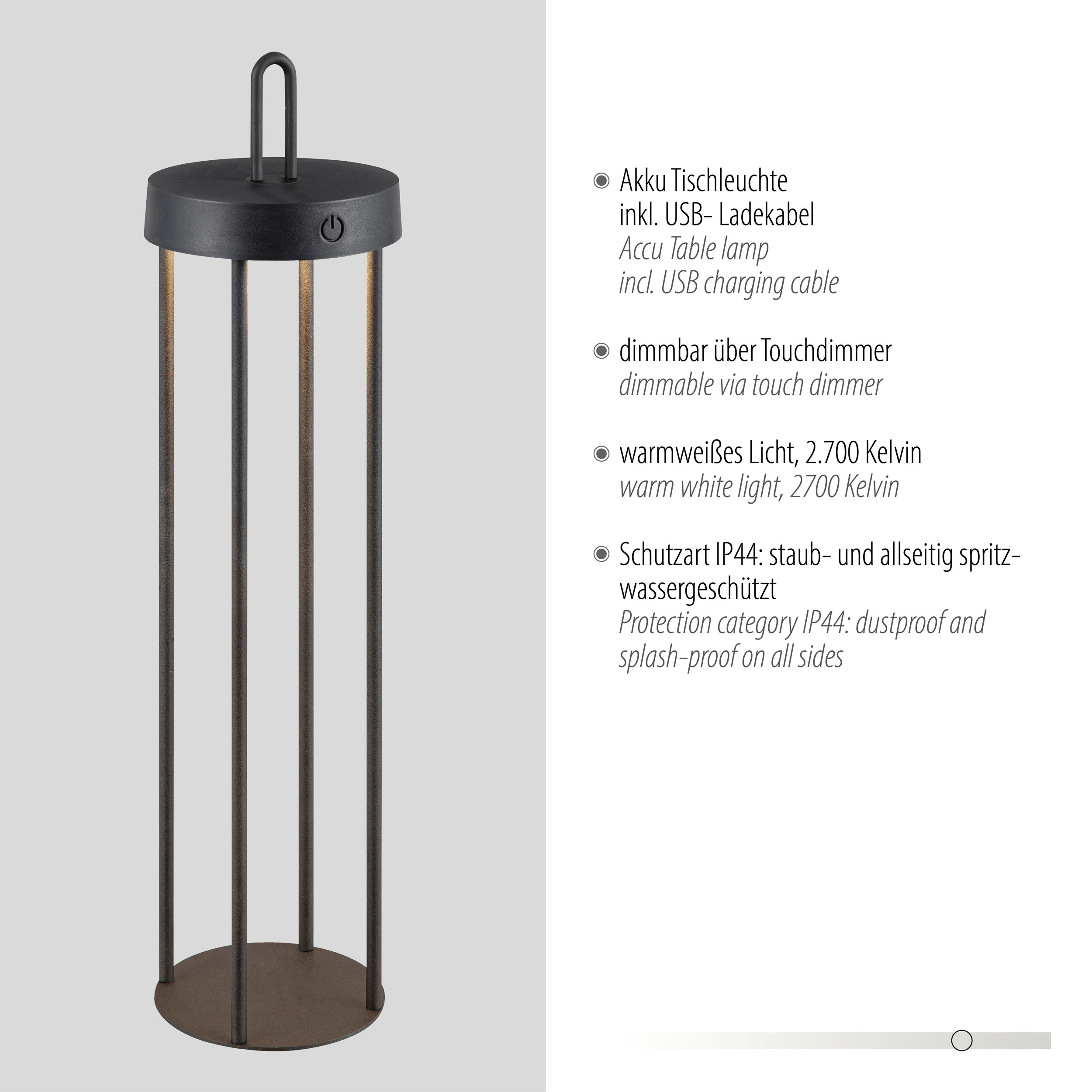 JUST LIGHT. LED-Akku-Tischleuchte 1flg image number 5
