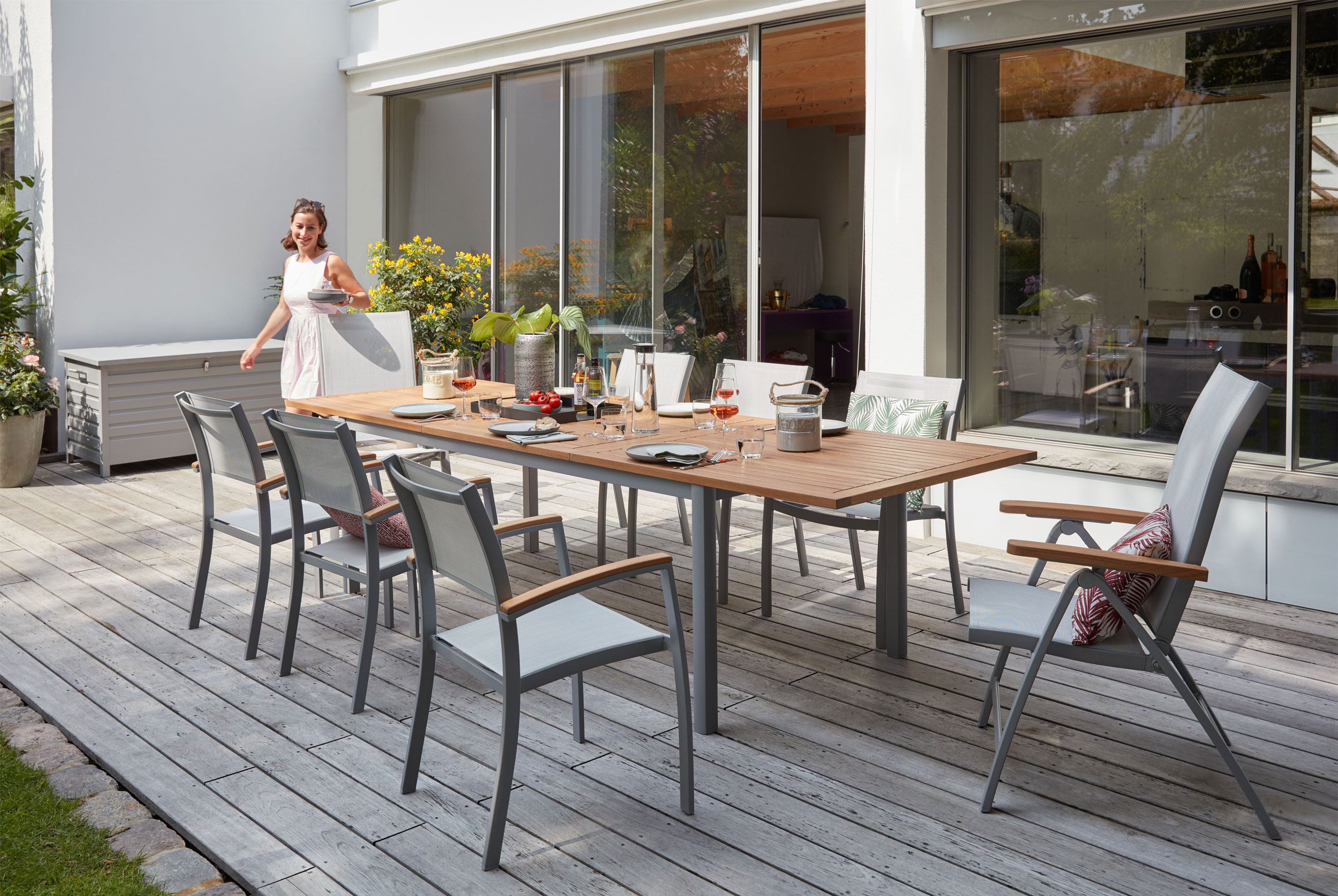LIFESTYLEGARDEN Gartentisch ausziehbar grau Möbel Schaffrath